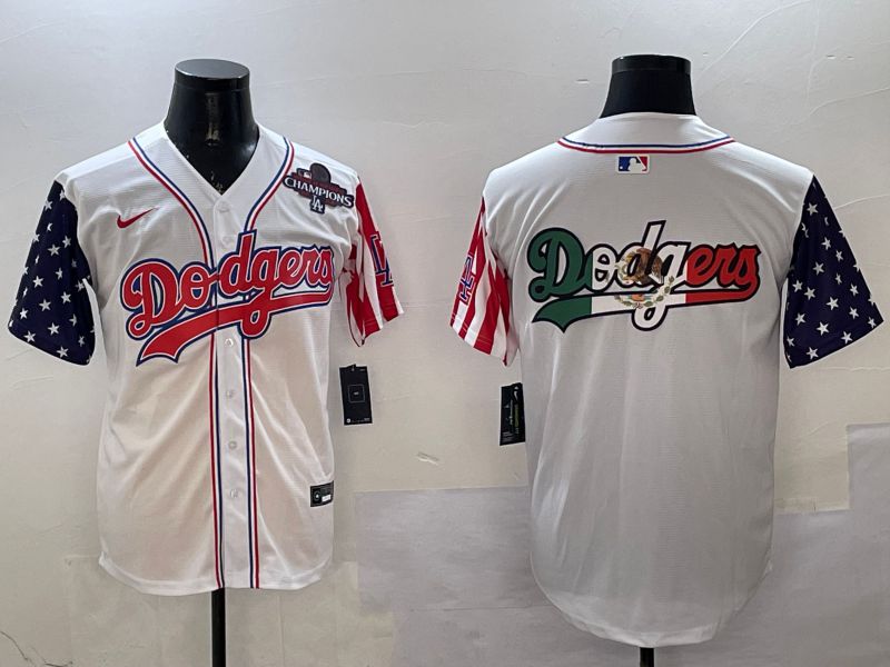 Men Los Angeles Dodgers Blank White a generation of national flags Joint name 2025 Nike MLB Jersey style 8